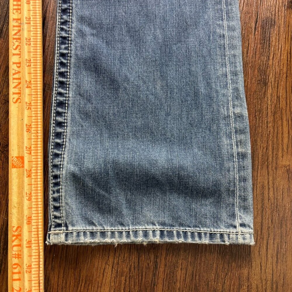 Affliction Cooper Bootcut Jeans Embroidered Western Destroyed Light Wash Size 32 - Picture 11 of 13